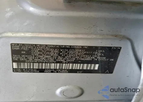 2015 Toyota Rav4 Le из США, поврежденный, VIN 2T3ZFREV7FW152070